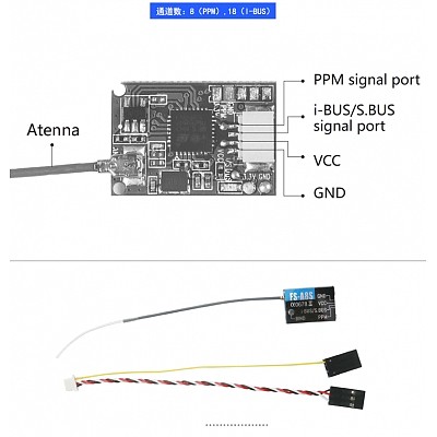 Flysky 8CH FS-A8S Mini Receiver RX 2.4G PPM i-BUS for i6x i10 i6s TM10 TM8 TX