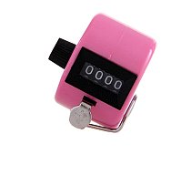 1Pcs Plastic 4 Digit Number Figure Display Manual Hand Tally Mechanical Palm Clicker Counter - Pink