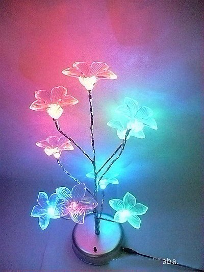 S00750 Mini Blue Lily Flower Tree LED Night Light Lamp For Home Desk Festival Decoration