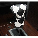 F12085 Car Handbrake Cover Car Stalls Set Auto Supplies Classic Black and White Fine Grid Automotive Interior