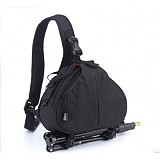 F08612 Nylon Camera Shoulder Bag Triangle Carry Case Black for DSLR Canon Nikon Camera Lens