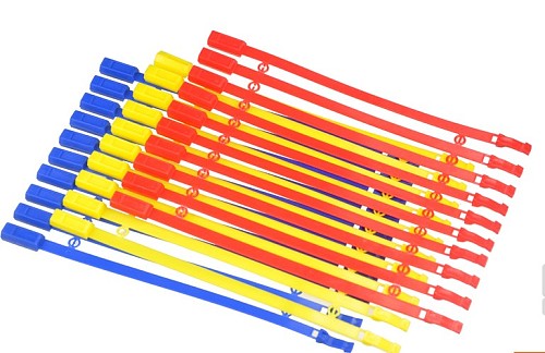 10Pcs Mix Color 210mm * 7mm Plastic Self-Locking Safety Ties Cable Container Seal Belting Ribbon