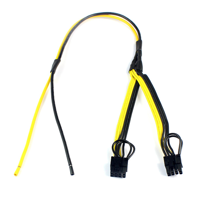 Dual PCIe PCI-E Graphics Video Card 8pin 6+2pin DIY Splitter Power Cable Cord for Bitcoin Litecoin RIG Miner 12AWG+18AWG