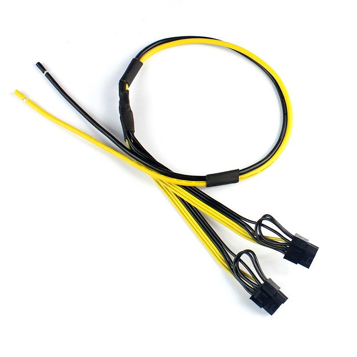 Dual PCIe PCI-E Graphics Video Card 8pin 6+2pin DIY Splitter Power Cable Cord for Bitcoin Litecoin RIG Miner 12AWG+18AWG