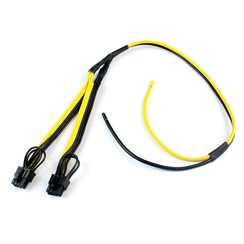 Dual PCI-e PCIe Graphics Video Card 8pin 6+2pin Splitter Power Cable Cord with Terminal for RIG Miner 12AWG+16AWG
