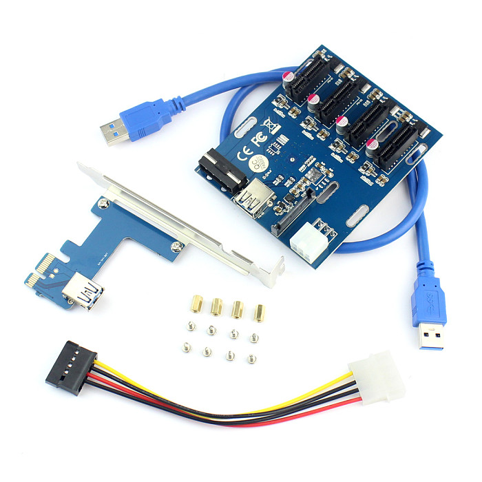 PCIe 1 to 4 PCI Express 1X Slots Riser Card Mini ITX to External 4 PCI-e Slot Adapter PCIe Port Multiplier Card