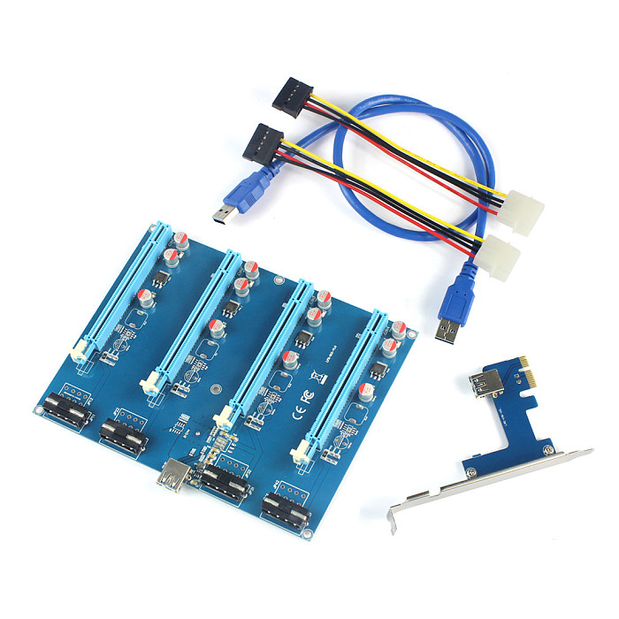 XT-XINTE PCI-E Adapter Card PCIe 1 to 4 1X to 16X Slot Riser Mining Card PC Computer Connector for Miner BTC Bitcoin