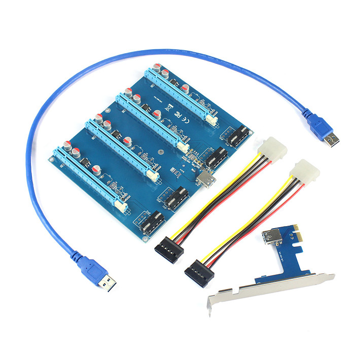 XT-XINTE PCI-E Adapter Card PCIe 1 to 4 1X to 16X Slot Riser Mining Card PC Computer Connector for Miner BTC Bitcoin
