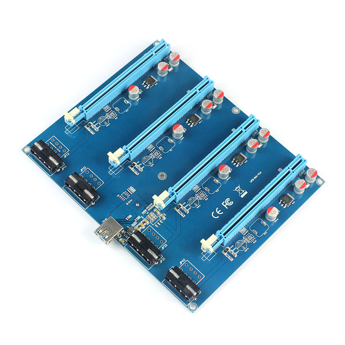 XT-XINTE PCI-E Adapter Card PCIe 1 to 4 1X to 16X Slot Riser Mining Card PC Computer Connector for Miner BTC Bitcoin