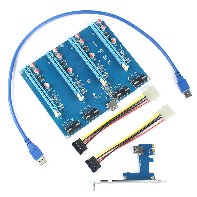 XT-XINTE PCI-E Adapter Card PCIe 1 to 4 1X to 16X Slot Riser Mining Card PC Computer Connector for Miner BTC Bitcoin