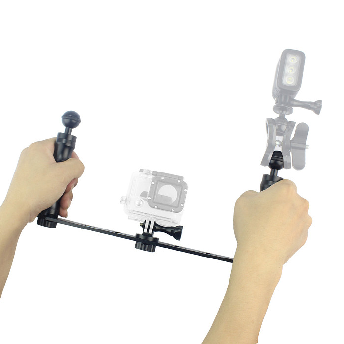 Dual Handheld Selfie Monopod Diving Underwater Light Arm Aluminum Mount for GoPro HERO13/3/3+/4/5 xiaoyi Camera