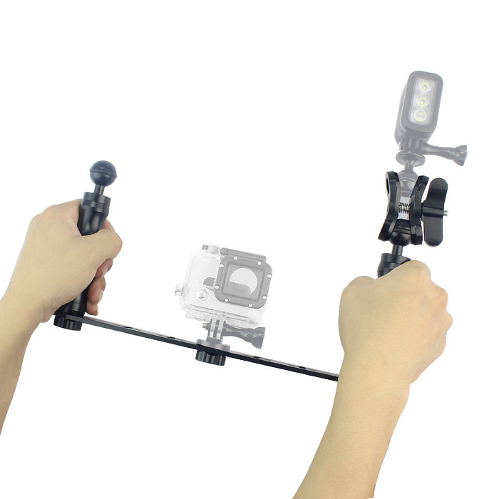 Aluminum CNC Diving Lights Ball Butterfly Clip Arm Clamp Mount + ABS Ball Base Adapter For Gopro Hero 13 4 3plus 3 Camera
