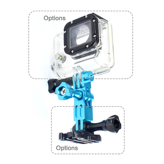 OEM CNC Aluminum Three-Way Pivot Arm Mount Adapter Blue for Gopro HD Hero 3 2 Camera