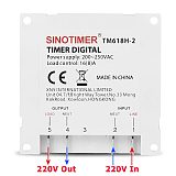 SINOTIME TM618H-2 220V AC Digital Time Switch Output Voltage 220V 7 Days Weekly Programmable Timer Switch for Lights Application