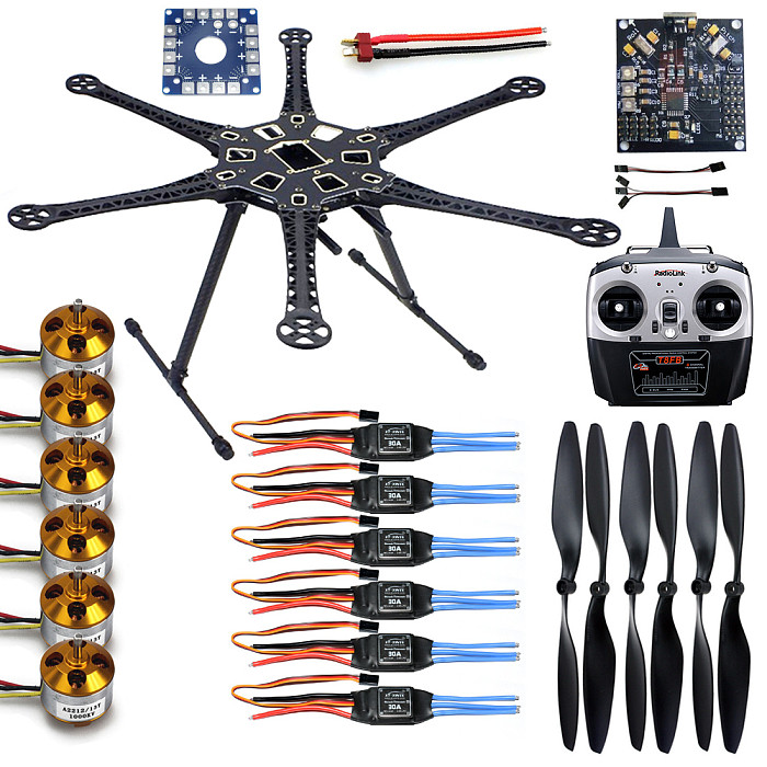 HMF S550 F550 Upgrade Hexacopter 6-Axis Frame Kit with Landing Gear +ESC+Motor+KK XCOPTER V2.9 Board+RX&TX+Propellers
