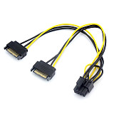 20CM Dual SATA Power Cable 15P to 8P Graphics Card 18AWG Wire Connector 1 IN 2 Male 15Pin to 8Pin SATA Cable for Mining Miner