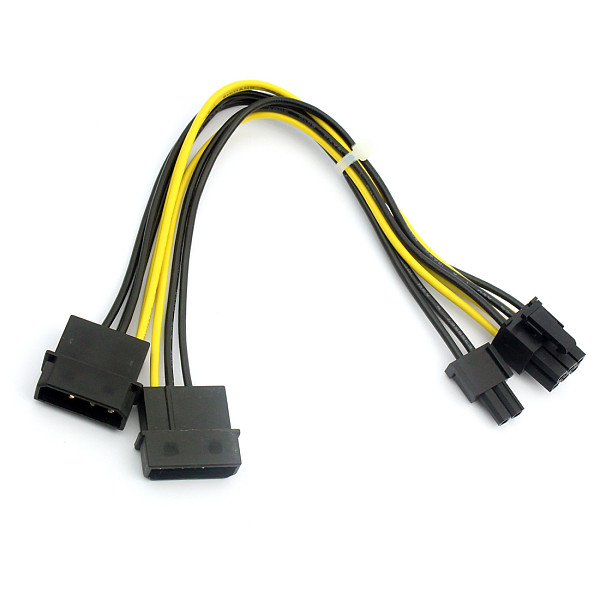 8Pin to Dual Large 4Pin Connector Port Graphics Card Power Supply Cable D Type 20cm Wire Date Cable Adapter for Computer