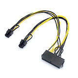 ATX 24Pin to to Dual 6 Pin PCI-E Graphics Card Power Cable With Boot Graphics Adapter Cable Wire 18AWG 30cm