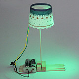 DIY Assemble Model Mini Table Lamp 10mm LED 3V 2 AA Battery Power Supply Physical Technology Small Invention Handmade Wood Toys