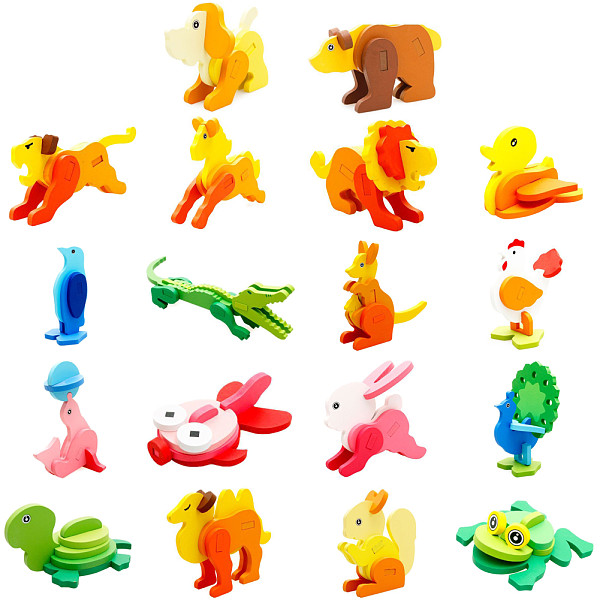 3D Wood Puzzles Animal for Children Baby Vehicle Puzzles Wood Toys for Learning and Environmental Assemble Toy Educational Game