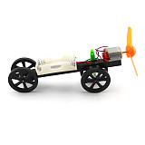 DIY Assembly Wind Power Model Car Electric Motor Drive Assault Propeller 4WD Small Car Robot Science Experiment Student Handmade