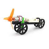DIY Assembly Wind Power Model Car Electric Motor Drive Assault Propeller 4WD Small Car Robot Science Experiment Student Handmade