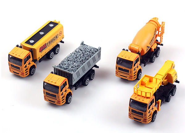 1:50 4 in 1 Alloy Construction Vehicles Set Pull Back Car Truck Model Kids Toys