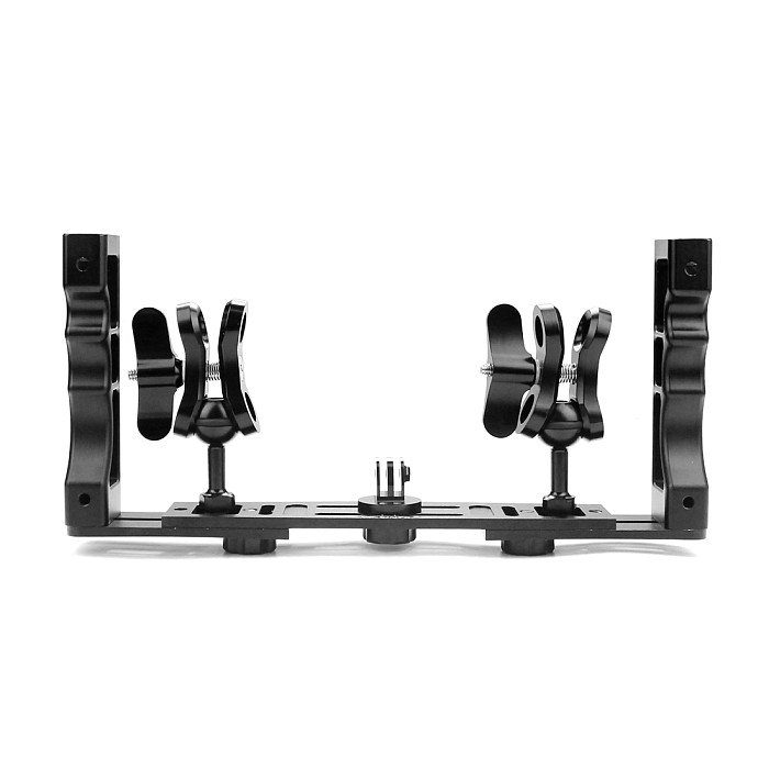 Aluminum Alloy Underwater Waterproof Shell Tray Housings Arm Holder Double Grip Dive for Gopro Action Camera Accessories