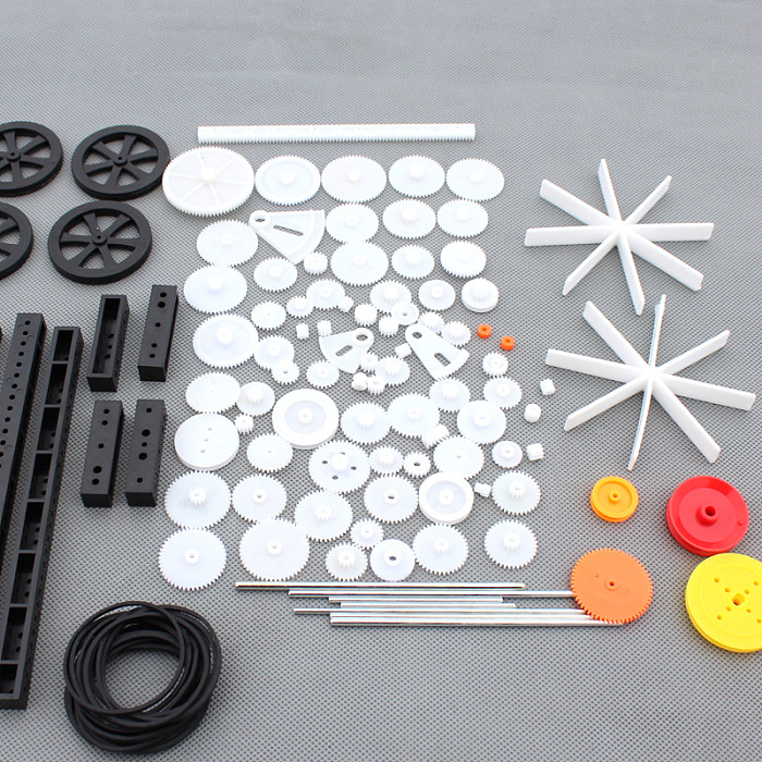 92Pcs Single / Double Plastic Gear Motor Rack Pulley Gearbox Model Toy Car Auto Craft DIY Accessories Four-wheel Drive Robot Kit