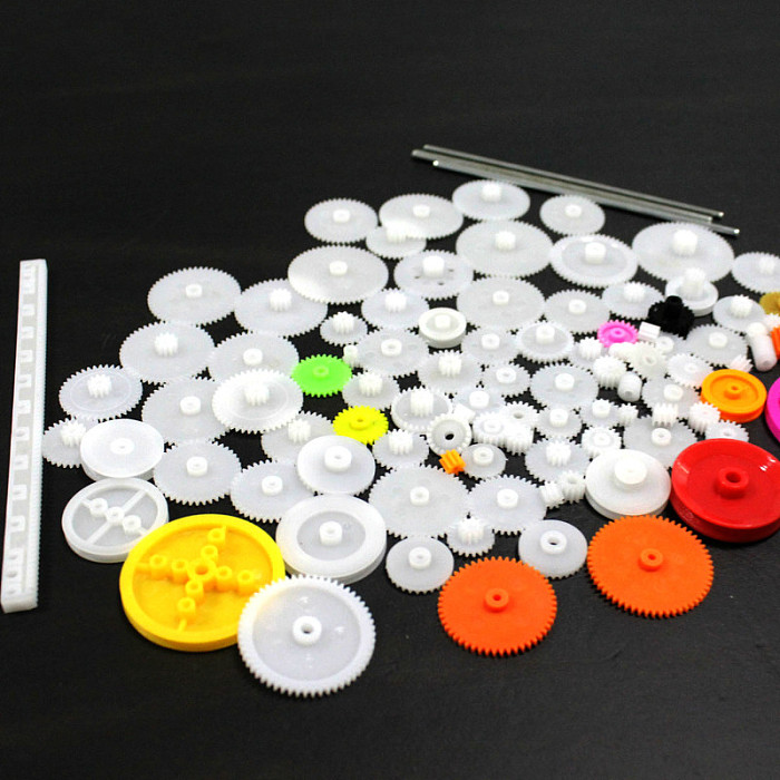 106Pcs Plastic Motor Gear Rack Pulley Worm Single Double Gearbox for DIY Robot Toys Car Ferry Model 4WD Scientific Experiment