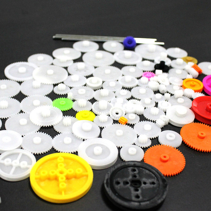 106Pcs Plastic Motor Gear Rack Pulley Worm Single Double Gearbox for DIY Robot Toys Car Ferry Model 4WD Scientific Experiment