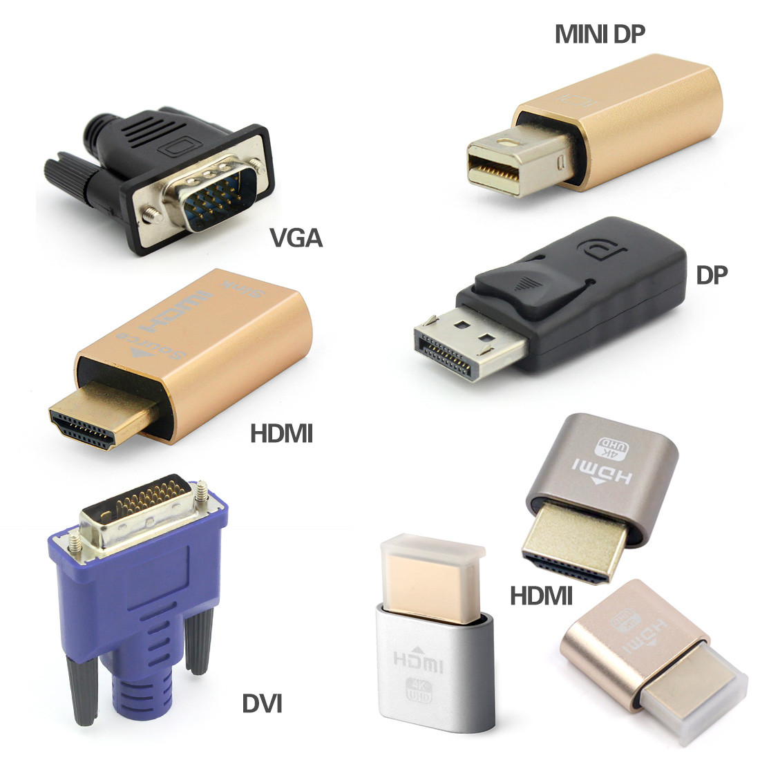 US 2.31 EDID Connector VGA DVI HDMI Mini DP Displayport Virtual