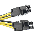 1x High Quality UL 18AWG 8Pin to 8P 2-Port 4+4 Pin CPU Power Supply Computer Extension Cable 20cm Wire Cord