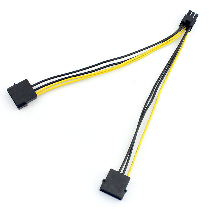 High Quality 18AWG 20CM Dual 4 Pin 4P to 6 Pin 6P Molex PCI-E External Graphics Card Power Cable Converter Adapter Cord