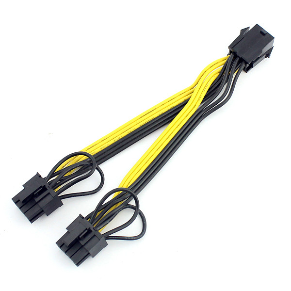 15cm UL 18AWG PCI-E 6pin Female to Dual 8pin(6+2) 6+2Pin Y-Splitter Video Card Power Supply Adapter Cable.PCIe GPU Line