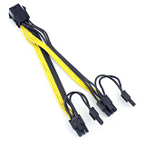 15cm UL 18AWG PCI-E 6pin Female to Dual 8pin(6+2) 6+2Pin Y-Splitter Video Card Power Supply Adapter Cable.PCIe GPU Line