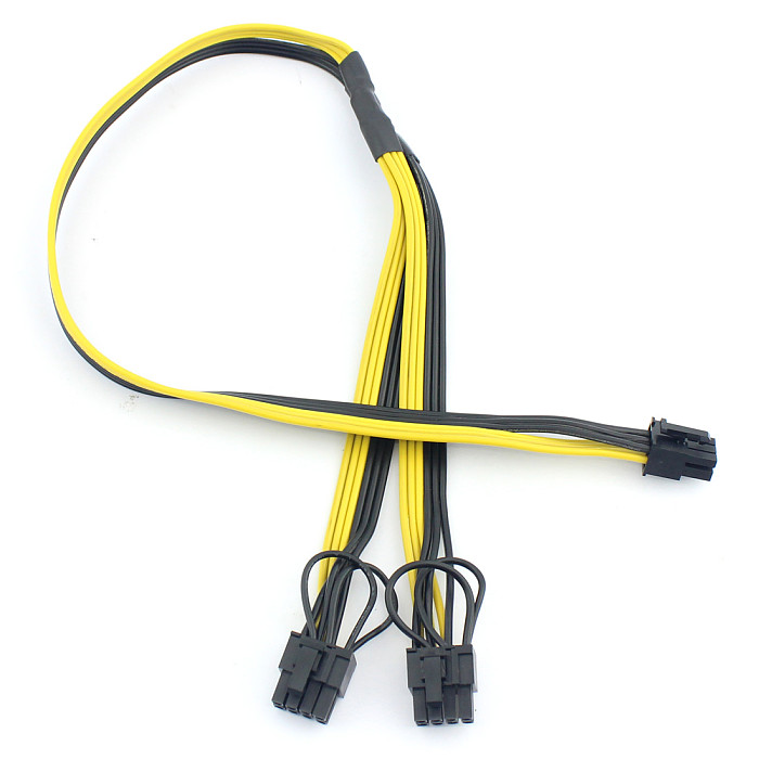 PCI-E PCI Express 6Pin to Dual 2-Port 8Pin 6+2 Pin Adapter GPU Video Card Power Cable Module Wire 16AWG 40cm+20cm Splitter Miner