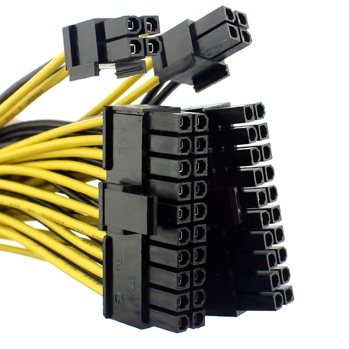 24P 20+4 Pin Dual PSU Power Supply Cable 18AWG 20cm ATX Motherboard Mainboard Adapter Connector Cable Mining Extension Cable