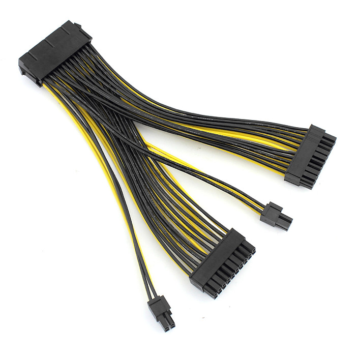 24P 20+4 Pin Dual PSU Power Supply Cable 18AWG 20cm ATX Motherboard Mainboard Adapter Connector Cable Mining Extension Cable
