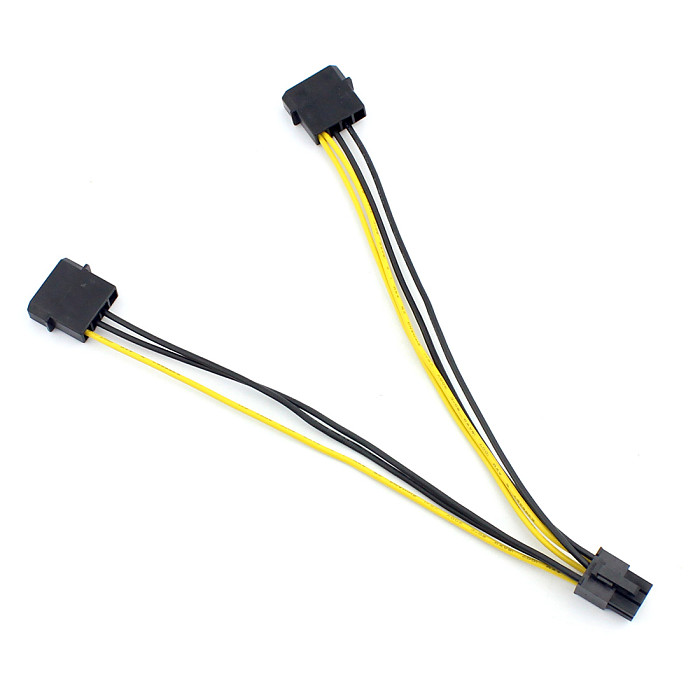 High Quality 18AWG 20CM Dual 4 Pin 4P to 6 Pin 6P Molex PCI-E External Graphics Card Power Cable Converter Adapter Cord