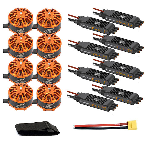 DIY 8-axis Aircraft Octocopter Motor Combo 8pcs 3508 380kv Motor + 8pcs Hobbywing XRotor Pro 40A ESC + XT60 Connector+Fastening Tape