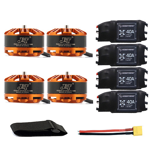 DIY Quadcopter Drone Motor Combo 4pcs 3508 580kv Motor + 4pcs Hobbywing XRotor 40A ESC + XT60 Connector+Fastening Tape
