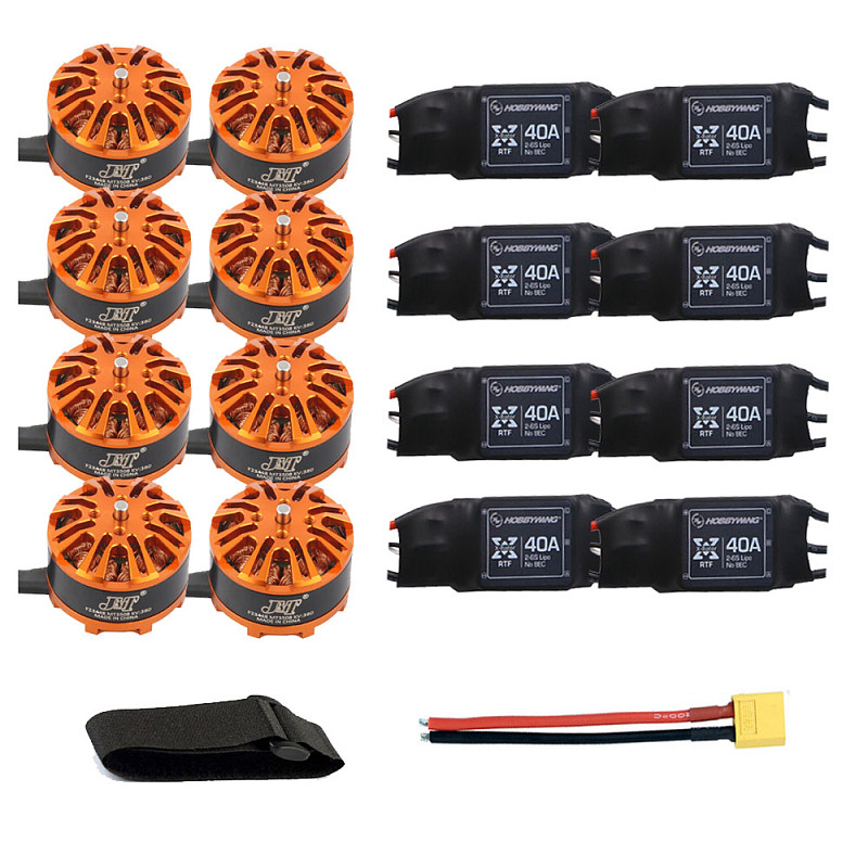 DIY 8-axis Aircraft Octocopter Motor Combo 8pcs 3508 380kv Motor + 8pcs Hobbywing XRotor 40A ESC + XT60 Connector+Fastening Tape