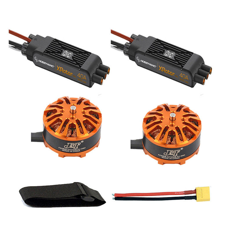 Multi-rotor DIY Drone Motor Combo 2pcs 3508 380kv Motor + 2pcs Hobbywing XRotor Pro 40A ESC + XT60 Connector+Fastening Tape
