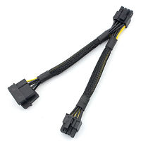 XT-XINTE Power Supply Cable Dual to PCIE PCI-Express 6p+2p Adapter Cable Cord 8Pin Splitter 20cm/15cm for Miner