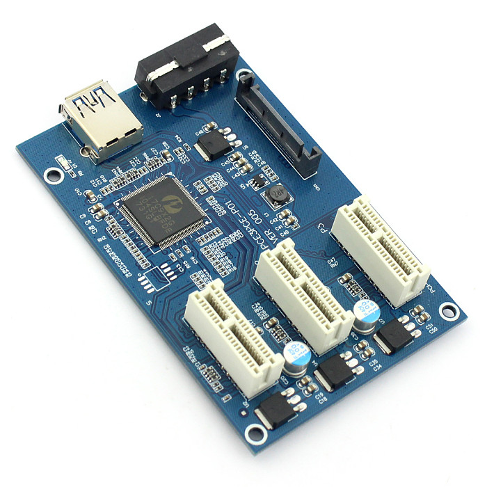 XT-XINTE PCIe 1 to 3 PCI Express 1X Slots Riser Card Mini ITX to External 3 PCI-e Slot Adapter PCIe Port Multiplier Card