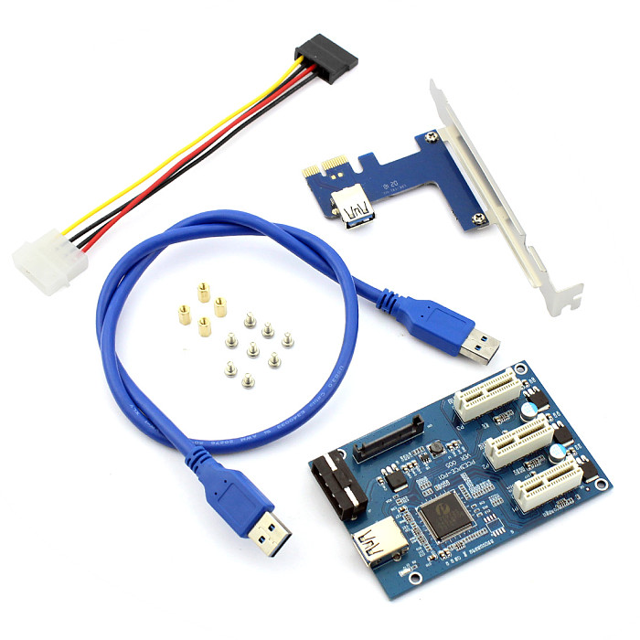 XT-XINTE PCIe 1 to 3 PCI Express 1X Slots Riser Card Mini ITX to External 3 PCI-e Slot Adapter PCIe Port Multiplier Card