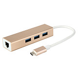 3Ports USB 3.0 HUB Type C to Ethernet LAN RJ45 Cable Adapter Network Card Gigabit/100MB High Speed Data Transfer for Macbook Pro