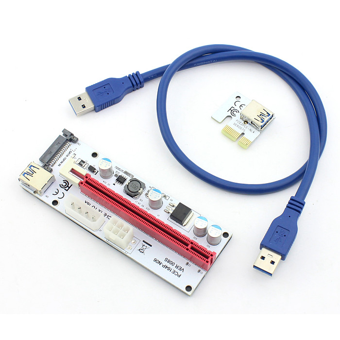 ITHOO USB3.0 60CM PCIE 1X to 16X Graphics Card Extension Cable with Multi-power Ports DC Power Cable for Mining