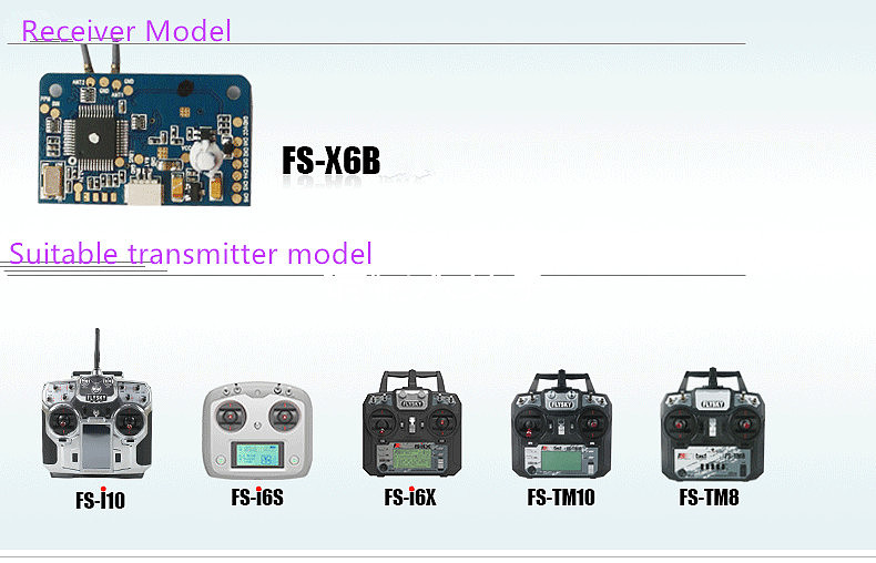 Flysky FS-i6 6CH 2.4G AFHDS 2A LCD Transmitter Radio System w/  FS-X6B Receiver for Mini FPV Racing Drone RC Quadcopter